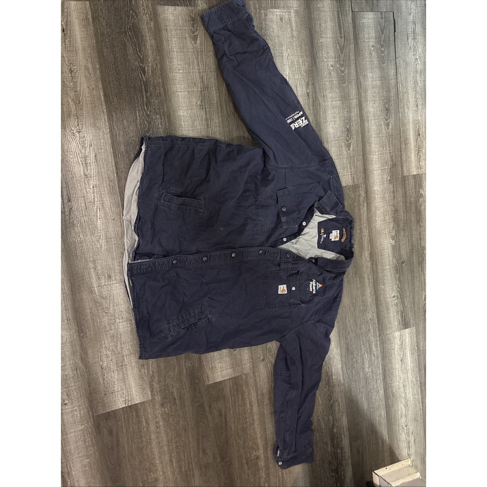 Carhartt FR Mens 2XL Navy Blue Full Swing Flame Resistant Alabama Power Shirt